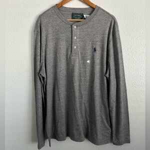 Polo Country Ralph Lauren Slub Henley Long Sleeve Shirt Grey Men’s Size Medium